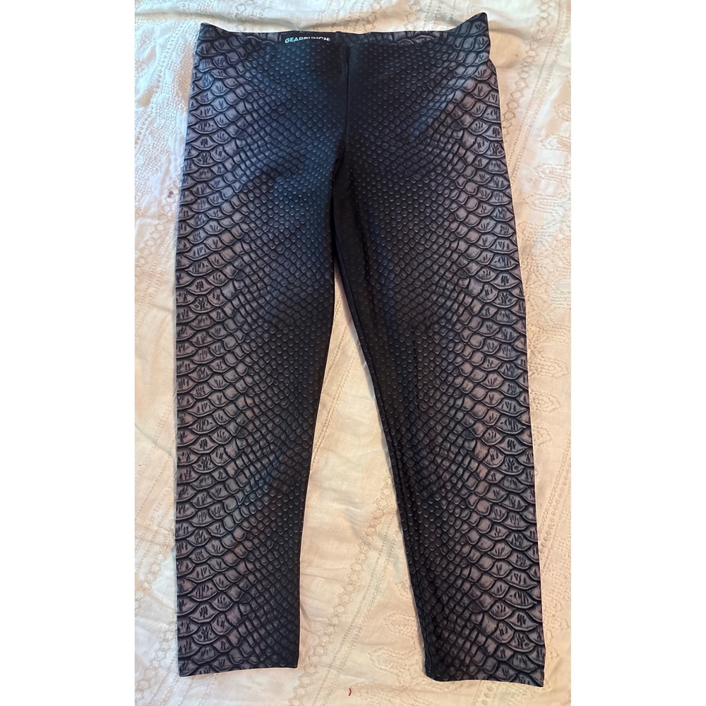 Gearbunch Women's Slippery Snake Gray & Cream Yoga Activewear Leggings, Medium‎